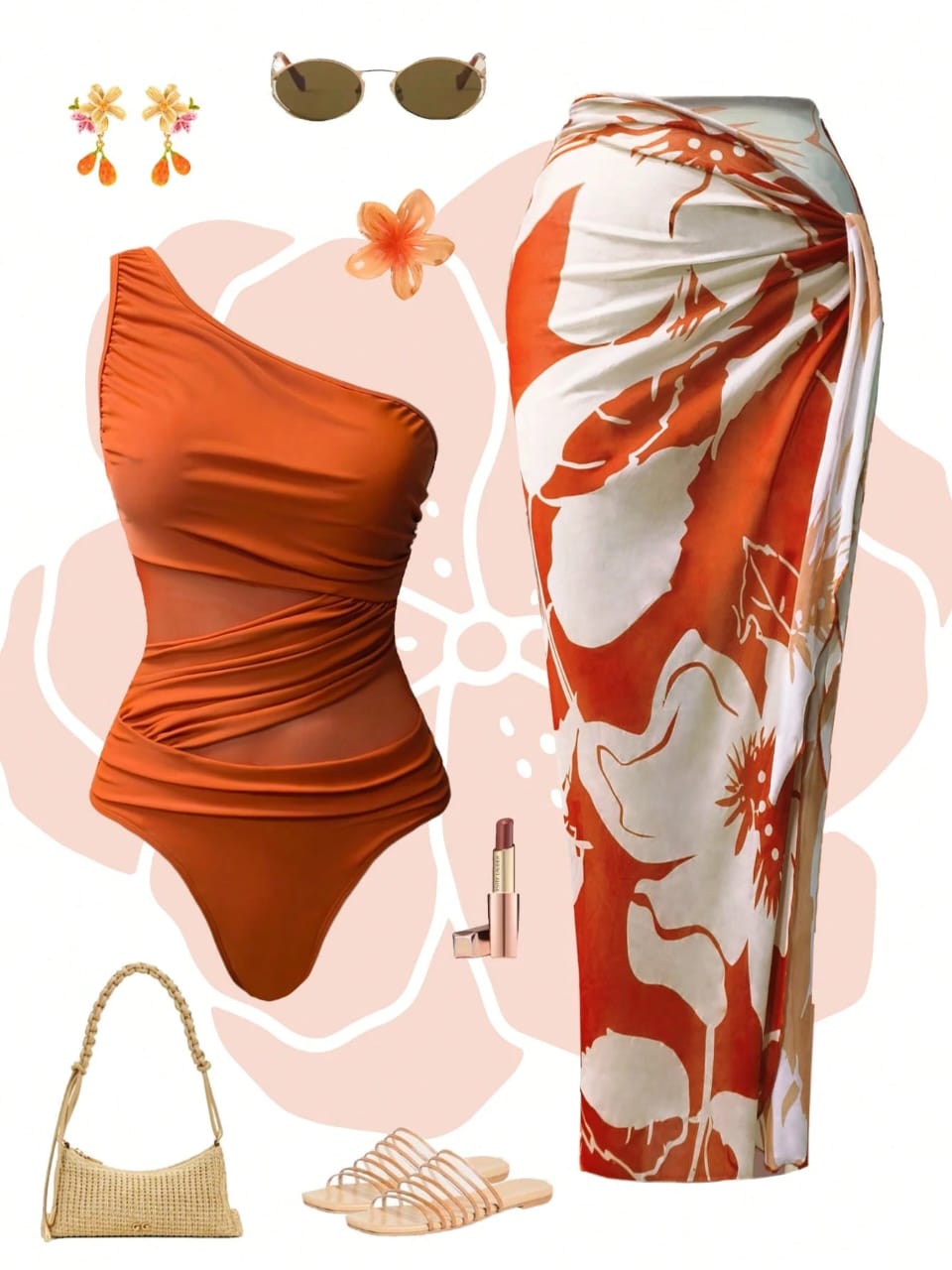 TRAJE DE BAÑO DE DOS PIEZAS ANARANJADO