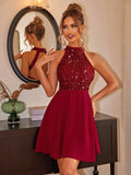 VESTIDO COLOR ROJO CON LENTEJUELAS