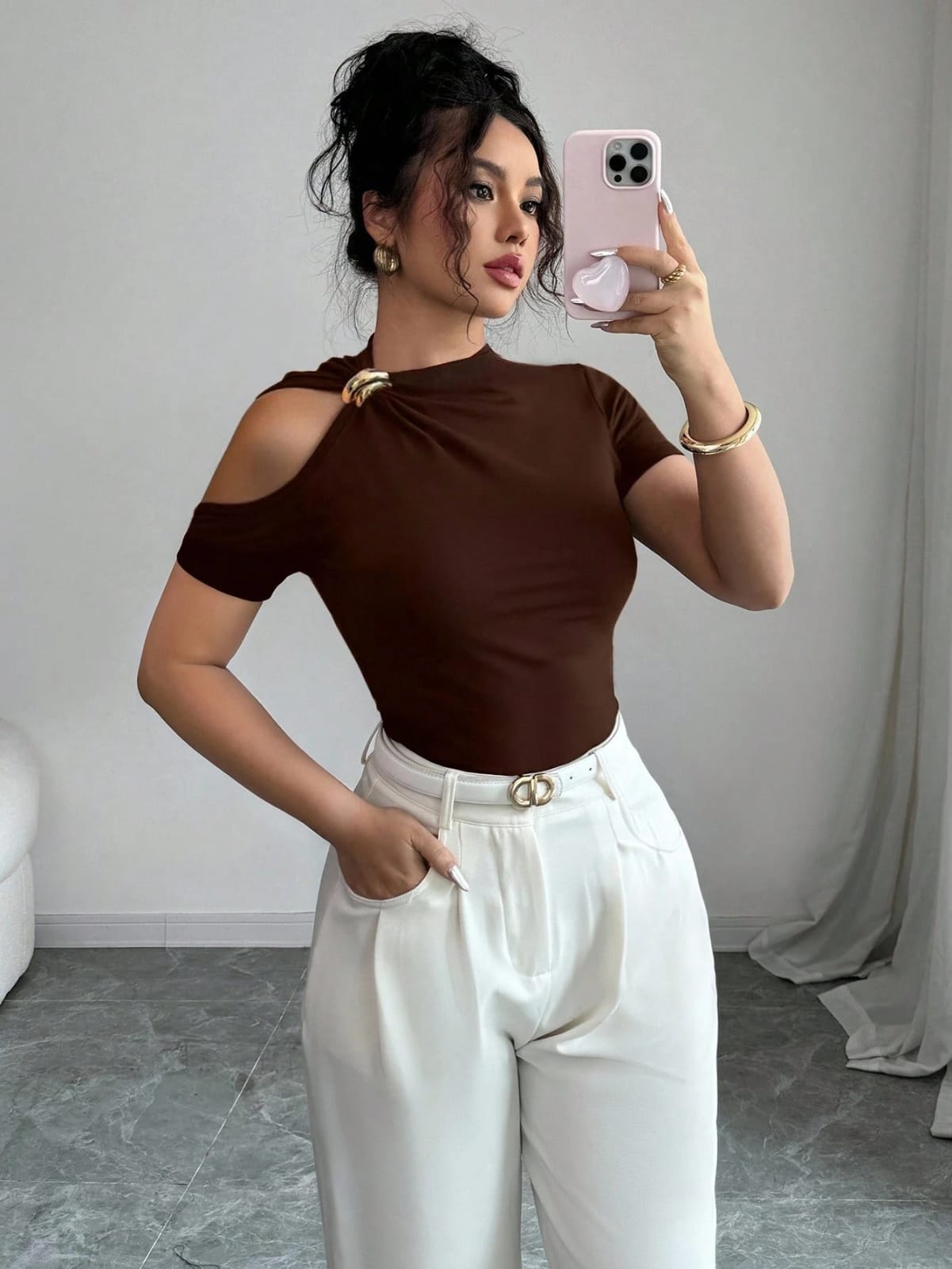 CAMISA COLOR CAFÉ