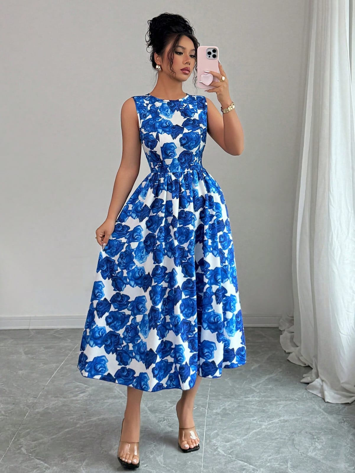 VESTIDO LARGO COLOR AZUL