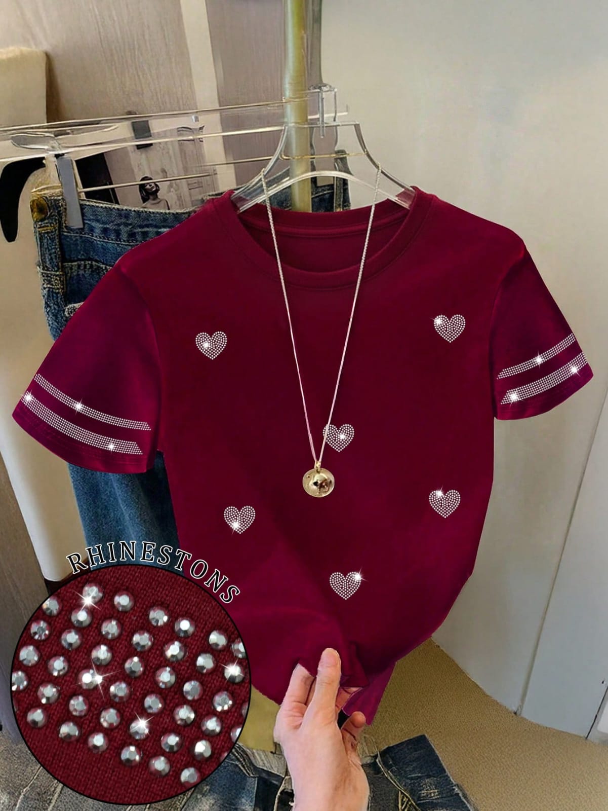 CAMISA COLOR ROJA CON CORAZONES