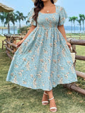 VESTIDO DE MUJER CUELLO CUADRADO CON ESTAMPADO FLORAL
