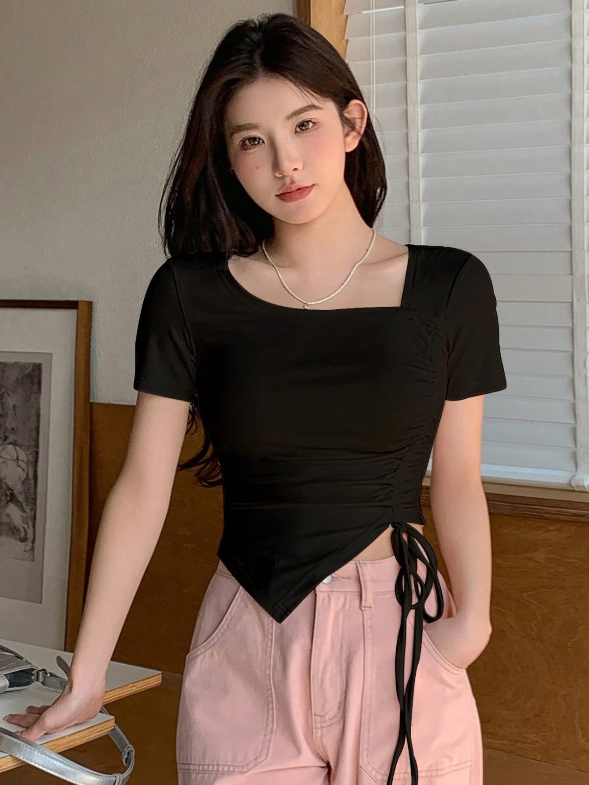 DAZY CAMISA DE MUJER AJUSTABLE CON CORDON