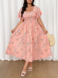 VESTIDO DE MUJER CUELLO CUADRADO CON ESTAMPADO FLORAL