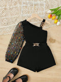 SET DE 2 PIEZAS BLUSA DE 1 MANGA Y CHORTS