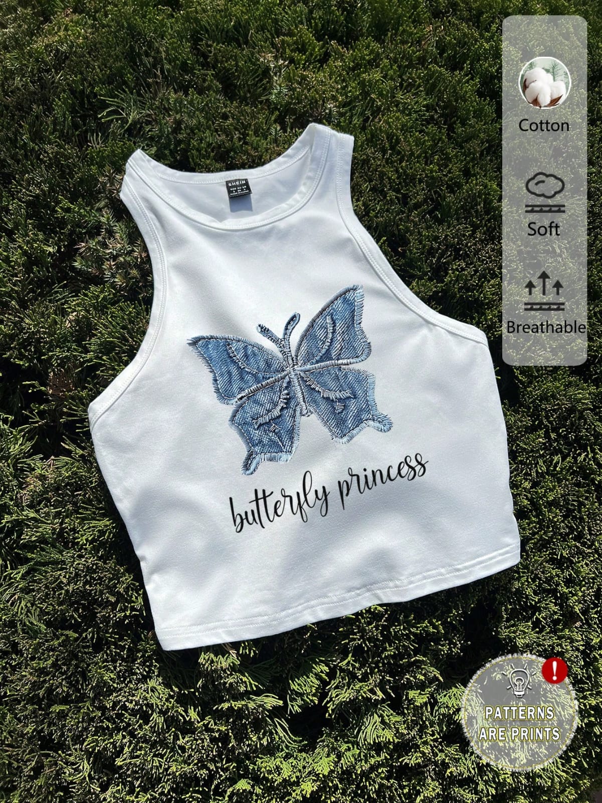TOP DE MUJER DE TIRANTES CON DISEÑO DE MARIPOSA