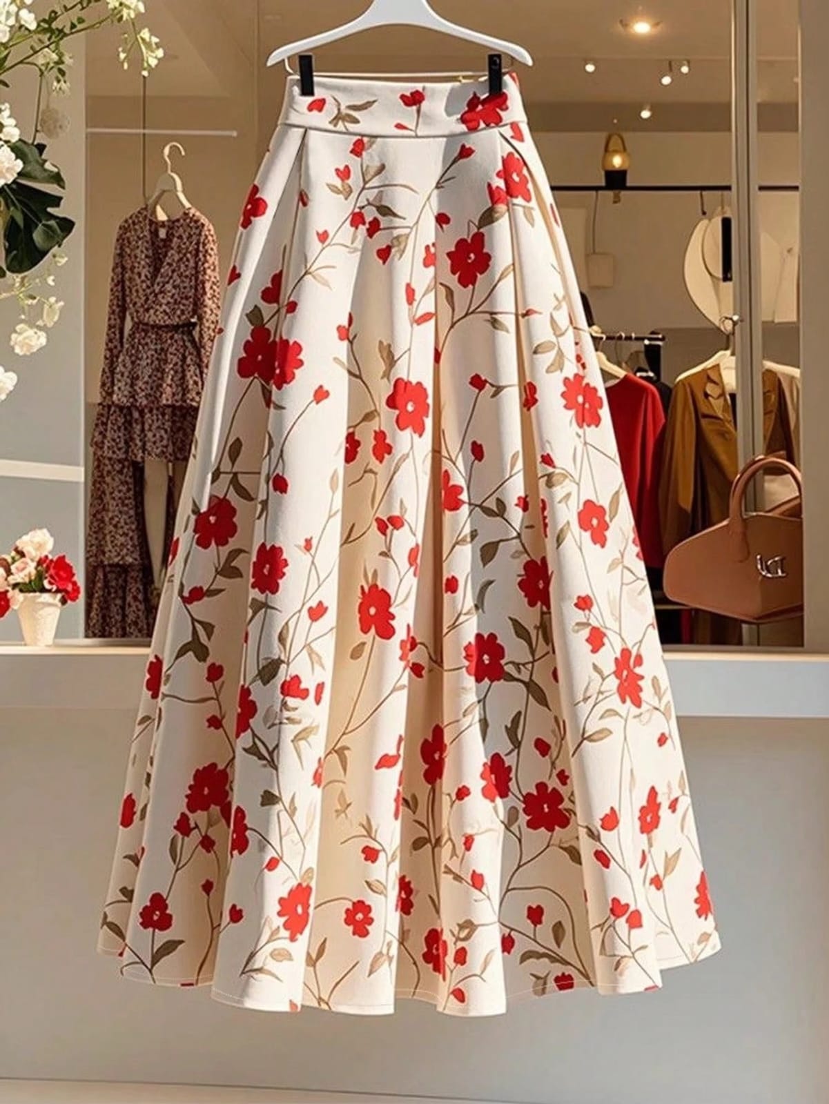 FALDA LARGA CON FLORE DE MUJER