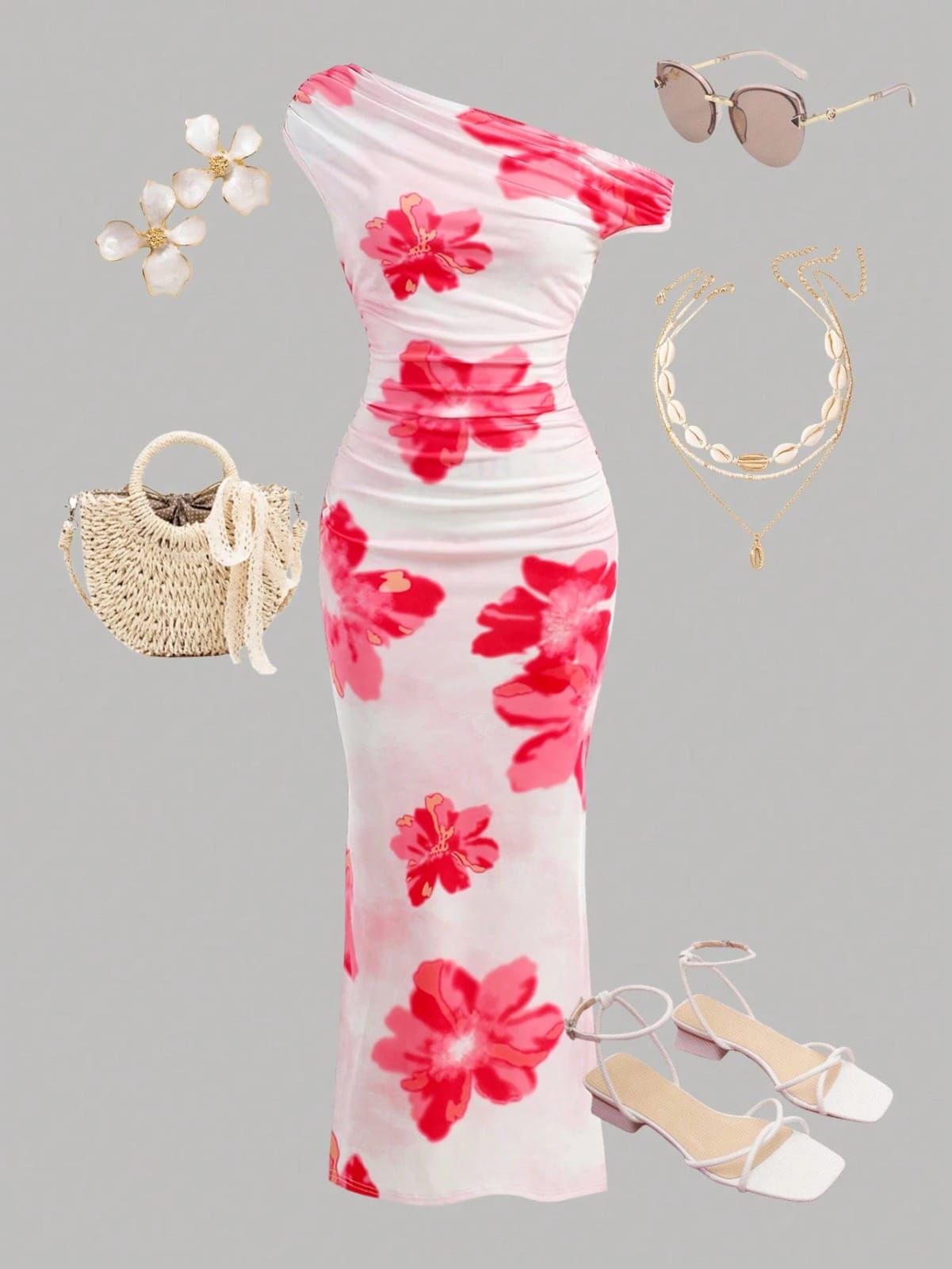 VESTIDO LARGO CON ESTAMPADO FLORAL