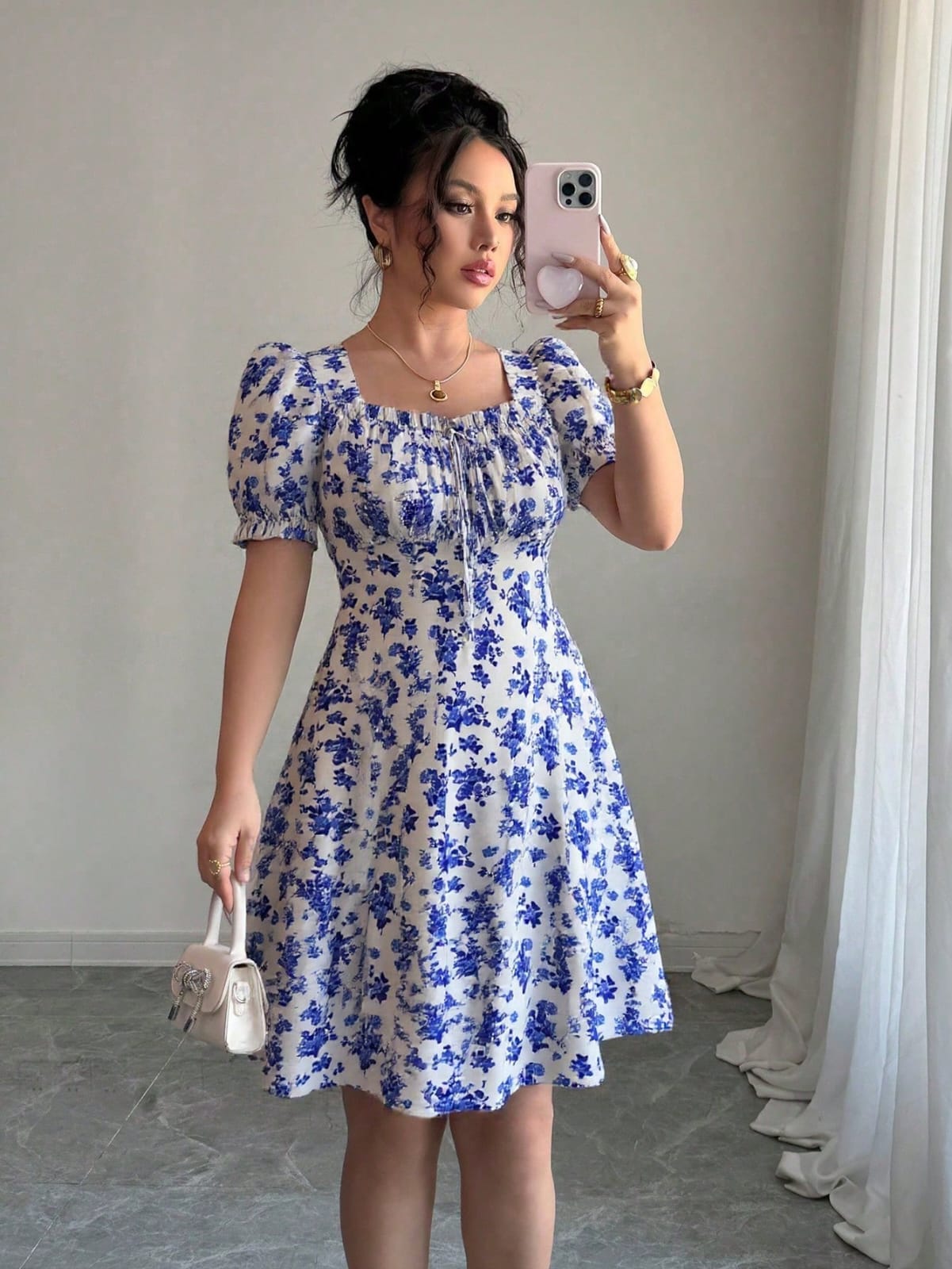 VESTIDO AZUL Y BLANCO DE MUJER