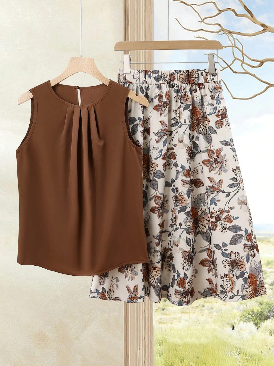 CONJUNTO DE MUJER DE 2 PIEZAS FALDA Y BLUSA