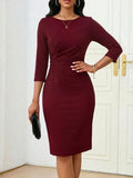VESTIDO ELEGANTE DE MUJER CON PLIEGUES AJUSTADOS