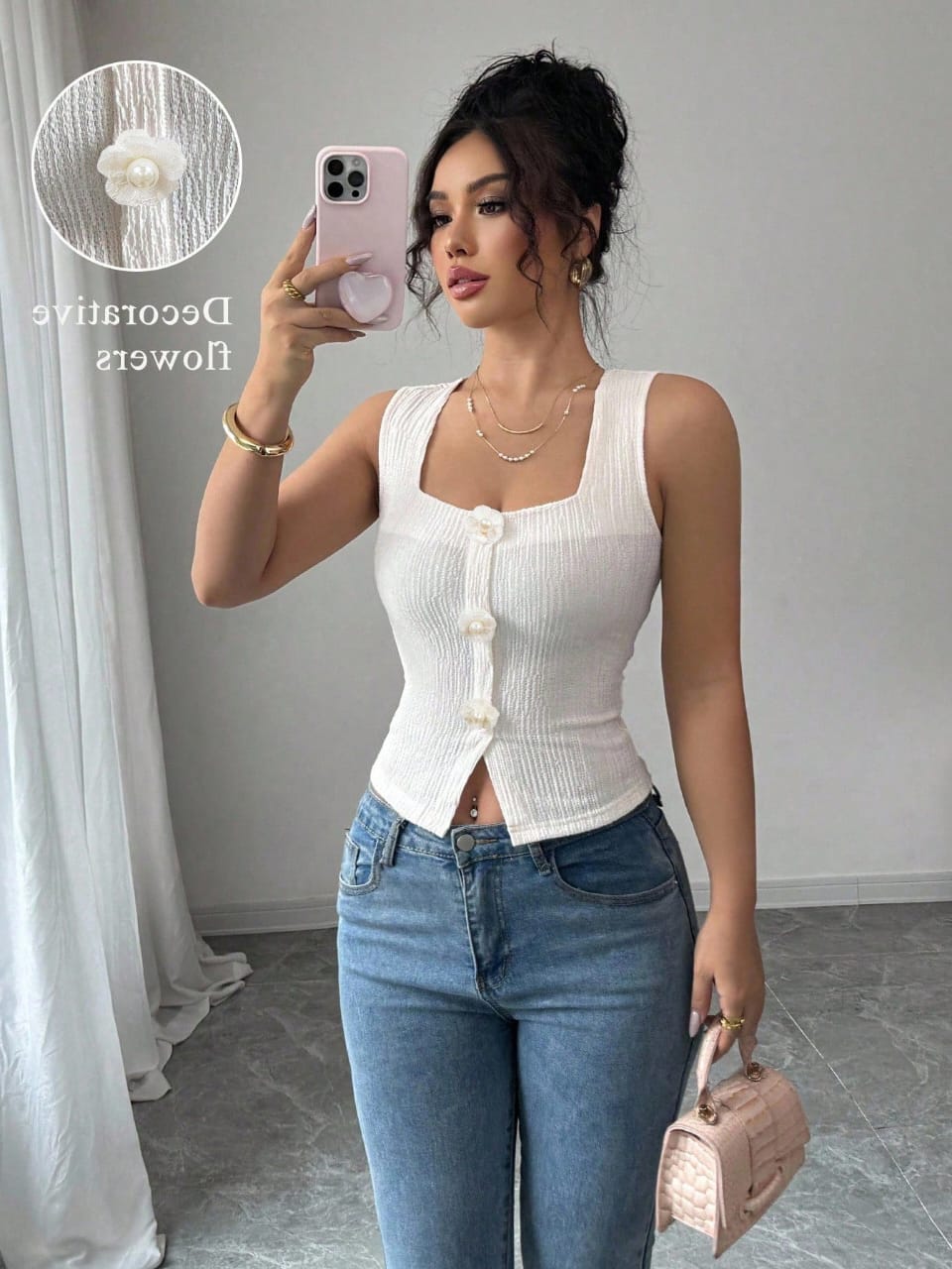 TOP DE MUJER DE TIRANTES CON ROSAS