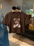 CAMISETA CORTA DE MUJER CON ESTAMPADO DE UN OSO
