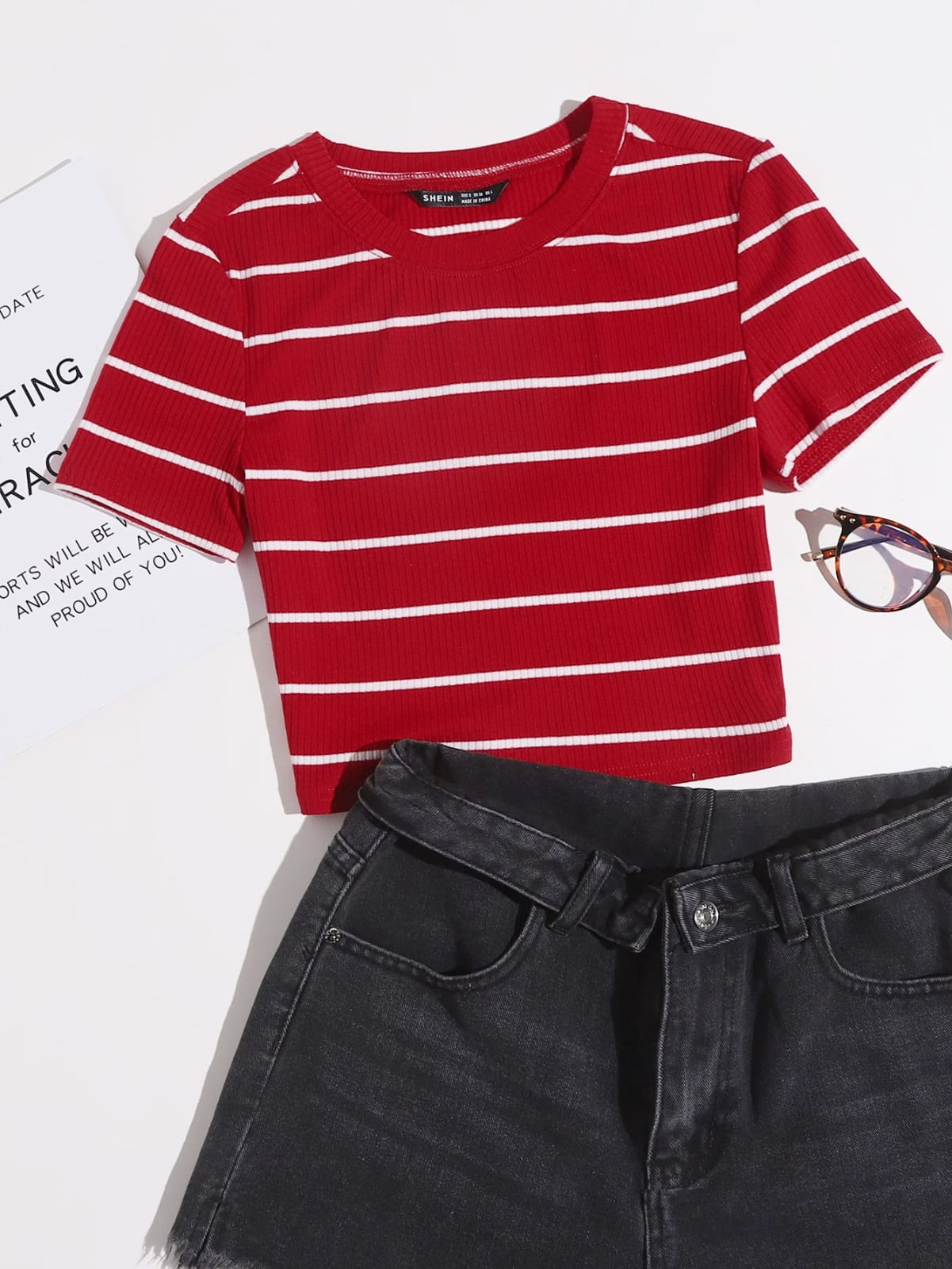 CAMISA ROJA RAYADA DE MUJER
