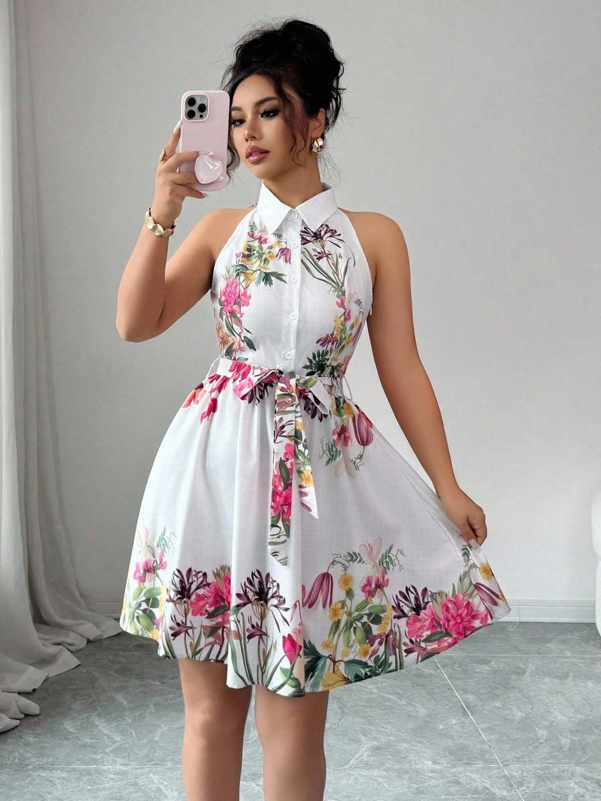 VESTIDO CORTO BLANCO FLORAL