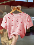 CAMISETA CORTA DE CEREZAS PEQUEÑAS DE MUJER
