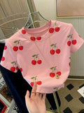 CAMISETA CORTA DE CEREZA GRANDE DE MUJER