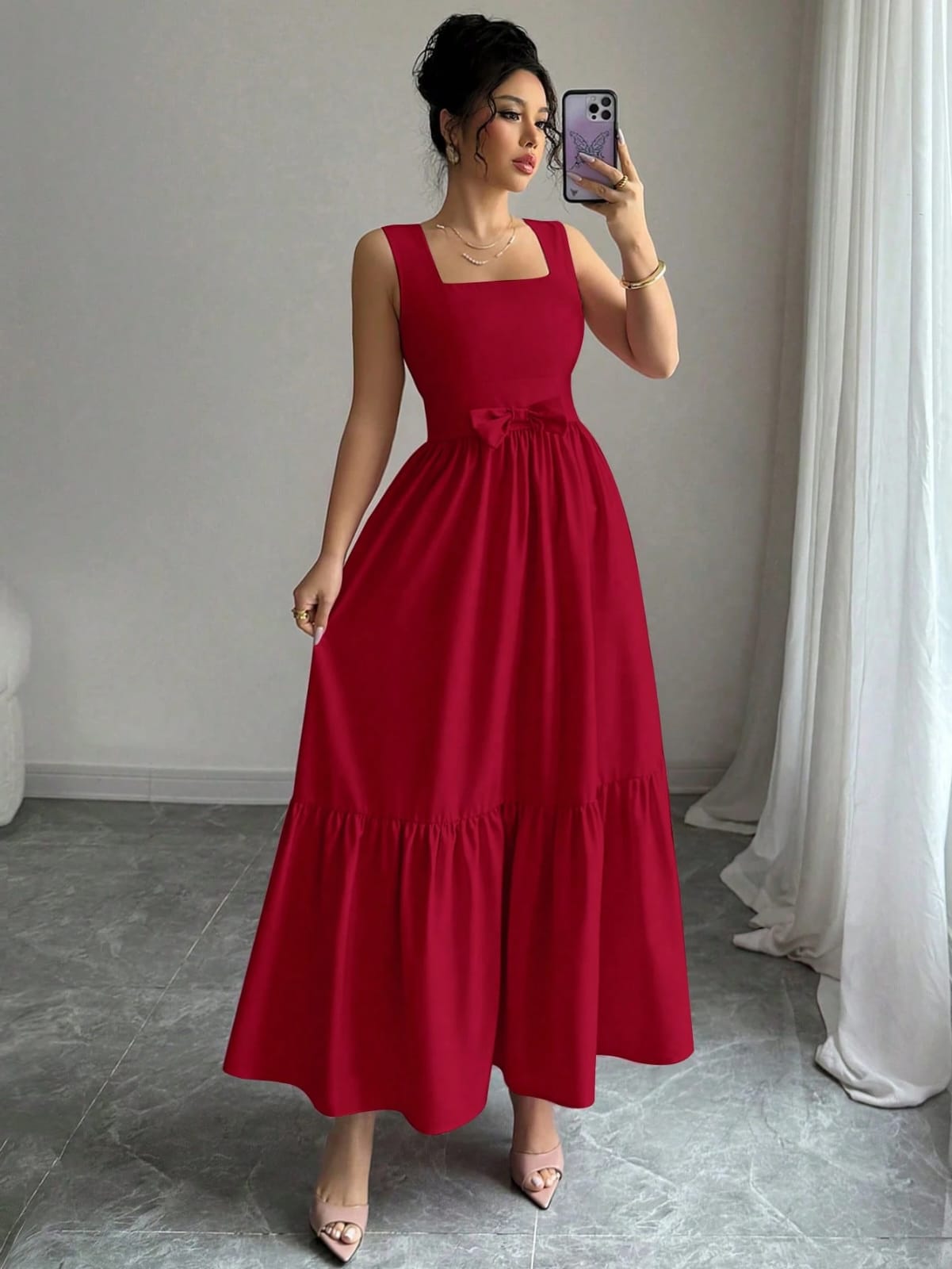 VESTIDO ROJO LARGO DE MUJER