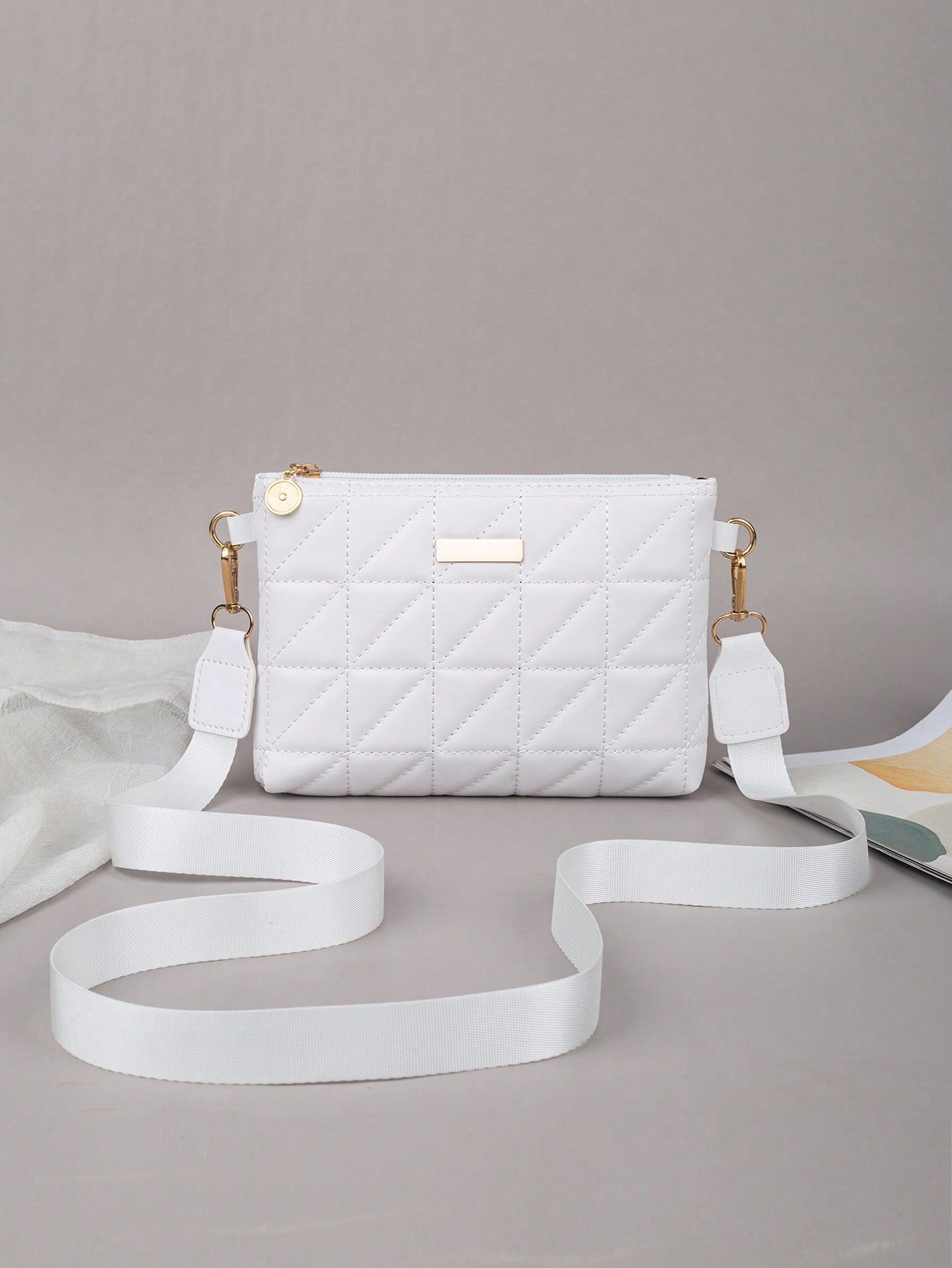 CARTERA BLACA CUADRADA DE MUJER
