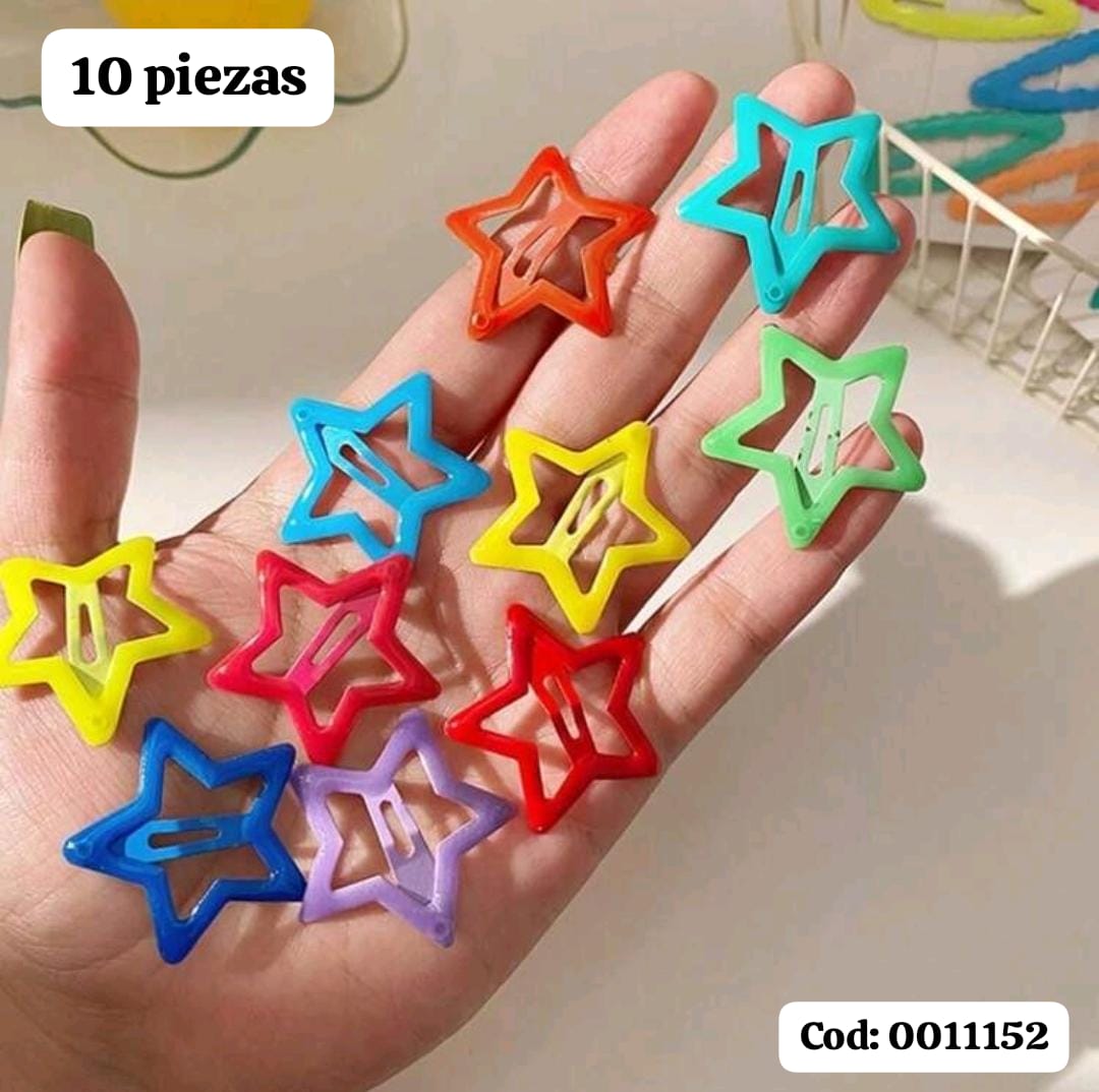 SET DE 10 PIEZAS DE GANCHITOS DE ESTRELLA