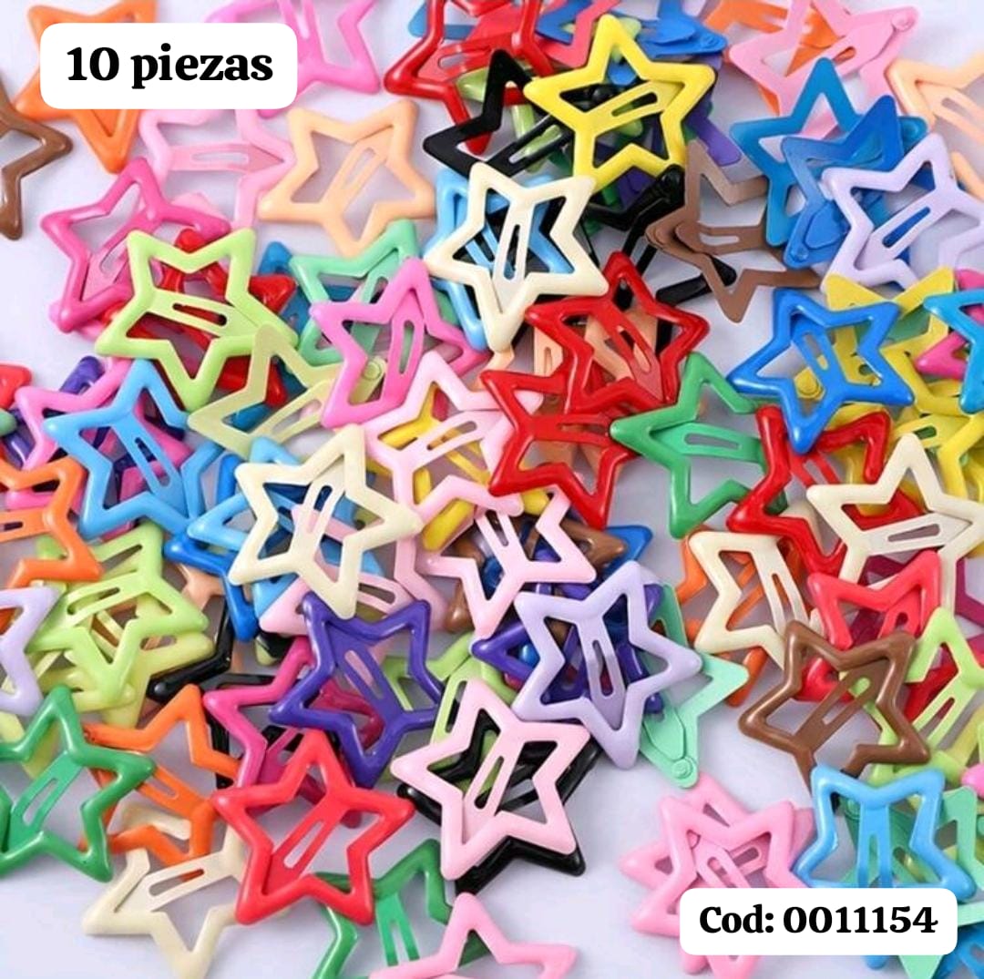 SET DE 10 PIEZAS DE GANCHITOS DE ESTRELLA