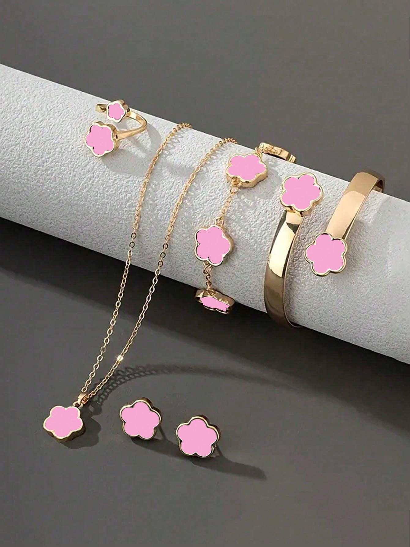 SET DE PULSERAS COLOR ROSA
