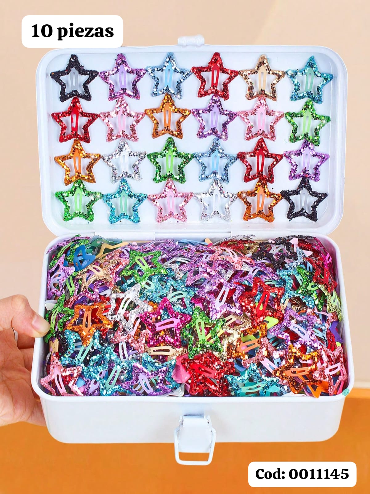 SET DE 10 PIEZAS DE GANCHITOS DE ESTRELLA BRILLANTE