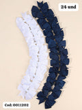 24 UNIDADES DE GANCHITOS BLANCOS Y AZUL