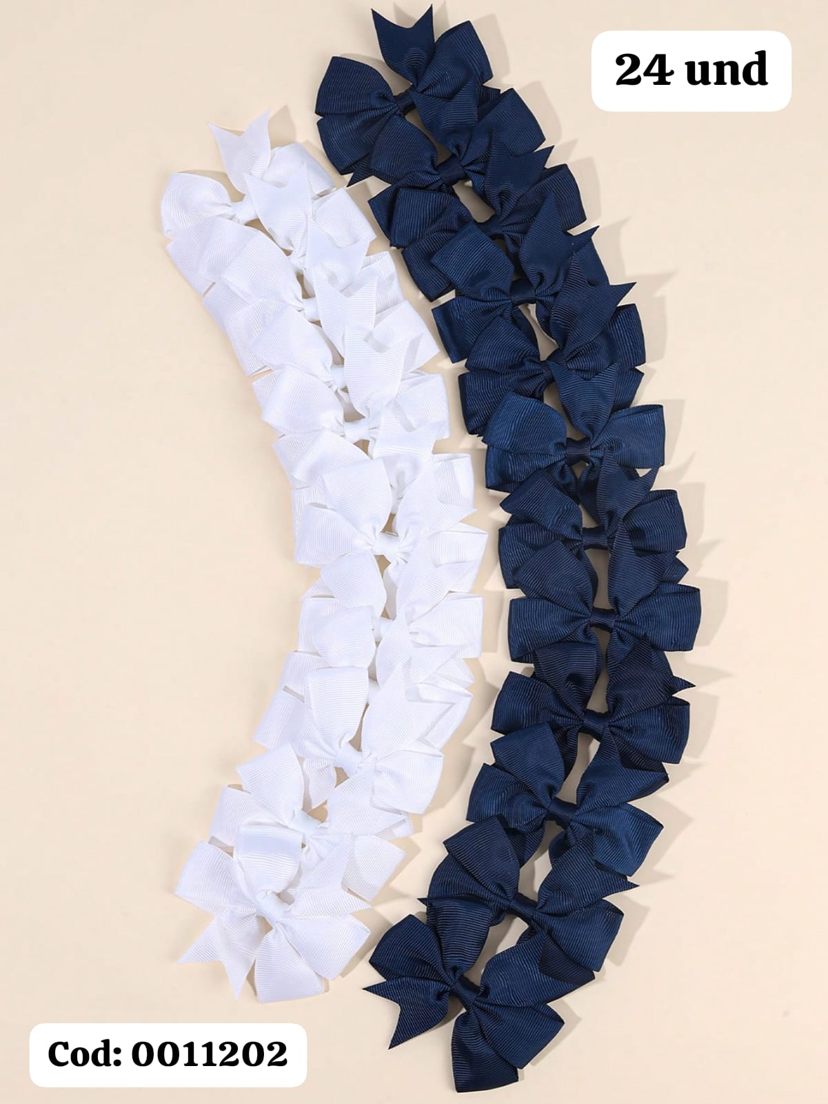 24 UNIDADES DE GANCHITOS BLANCOS Y AZUL