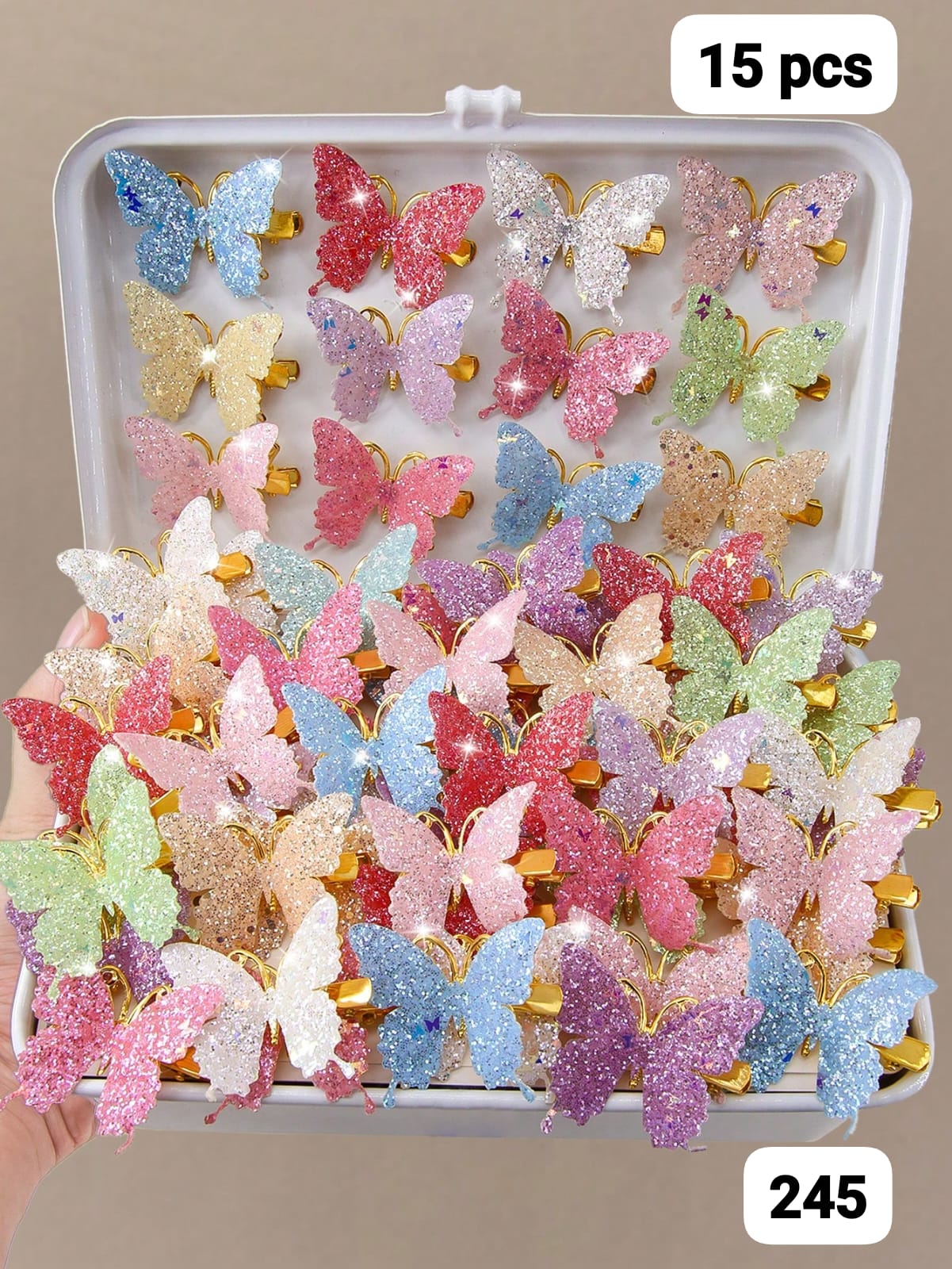 15 PIEZAS DE GANCHOS MARIPOSAS