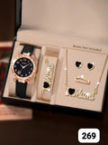 RELOJ DE MUJER + ACCESORIOS NEGROS