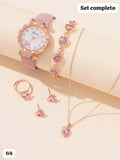 SET COMPLETO DE RELOJ + ACCESORIOS ROSA