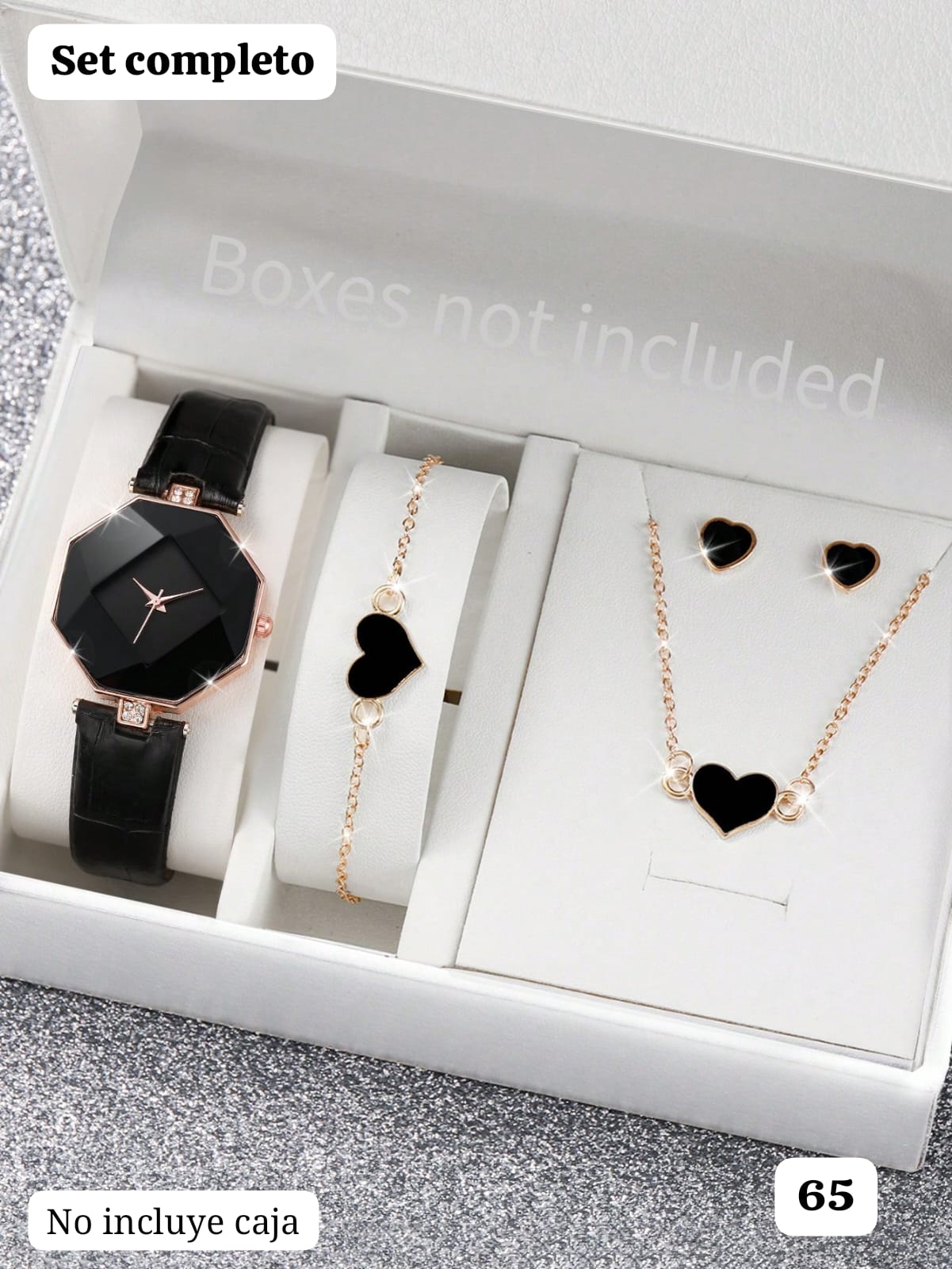 SET COMPLETO DE RELOJ + ACCESORIOS NEGROS