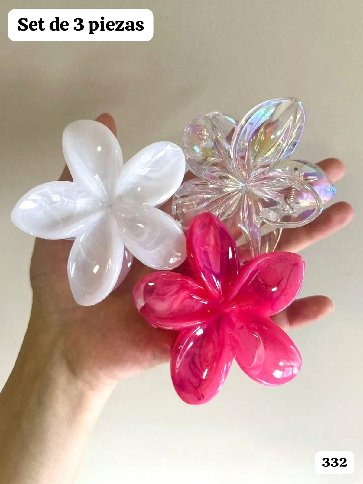 3 PIEZAS DE GANCHOS ROSA Y CELESTE