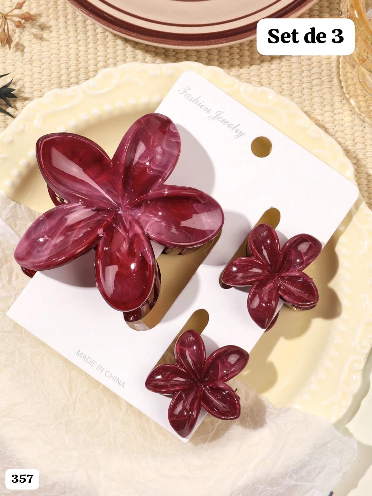 SET DE 3 GANCHOS DE FLOR