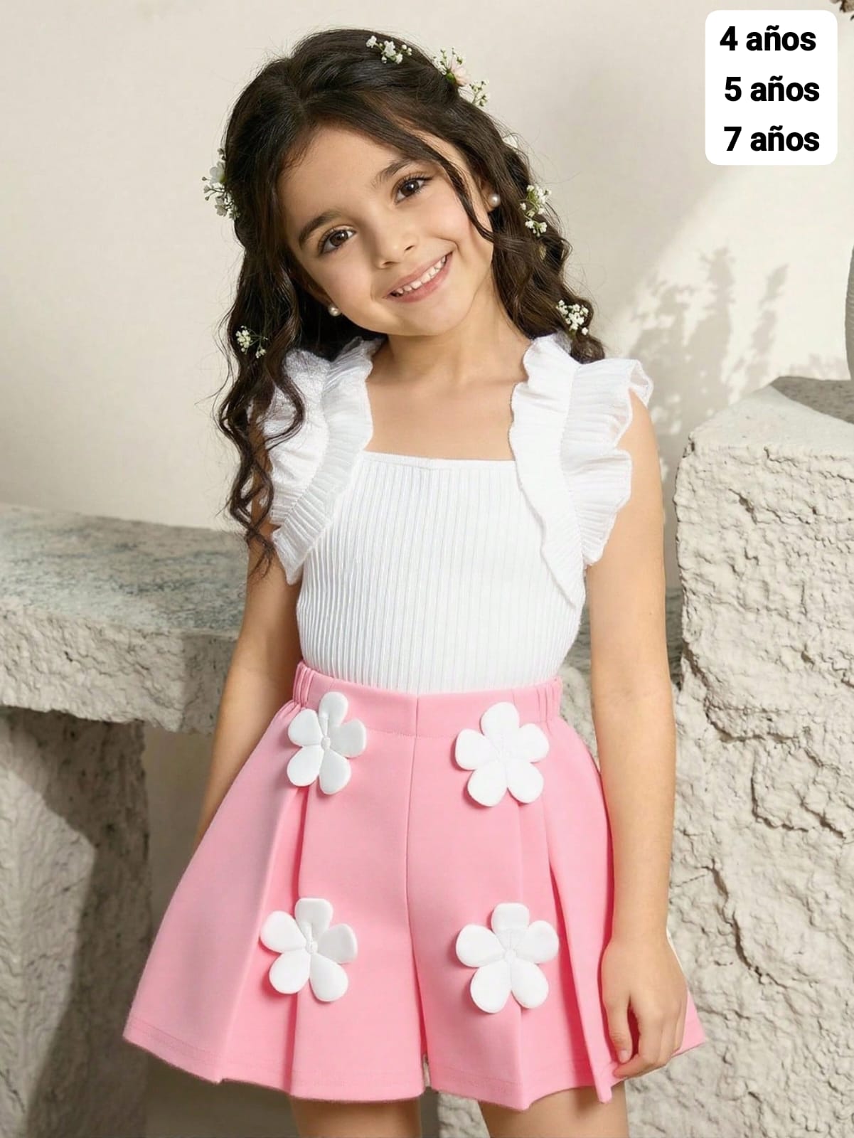 CONJUNTO DE NIÑACON FLORES DE ESTAMPADO