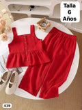 CONJUNTO DE PANTALONETA DE NIÑA COLOR ROJO