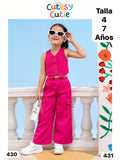 CONJUNTO ROSA DE PANTALONETA DE NIÑA