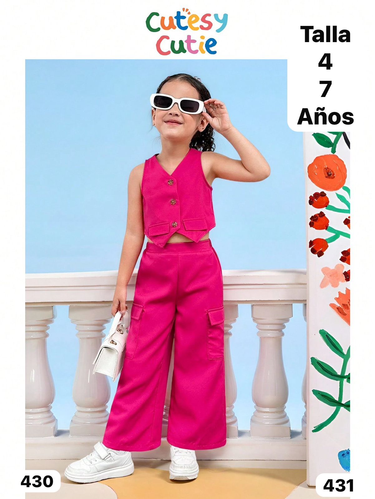 CONJUNTO ROSA DE PANTALONETA DE NIÑA