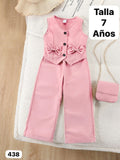 CONJUNTO ROSA DE PANTALONETA DE NIÑA