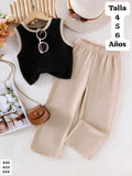 CONJUNTO DE PANTALONETA BEIGE DE NIÑA