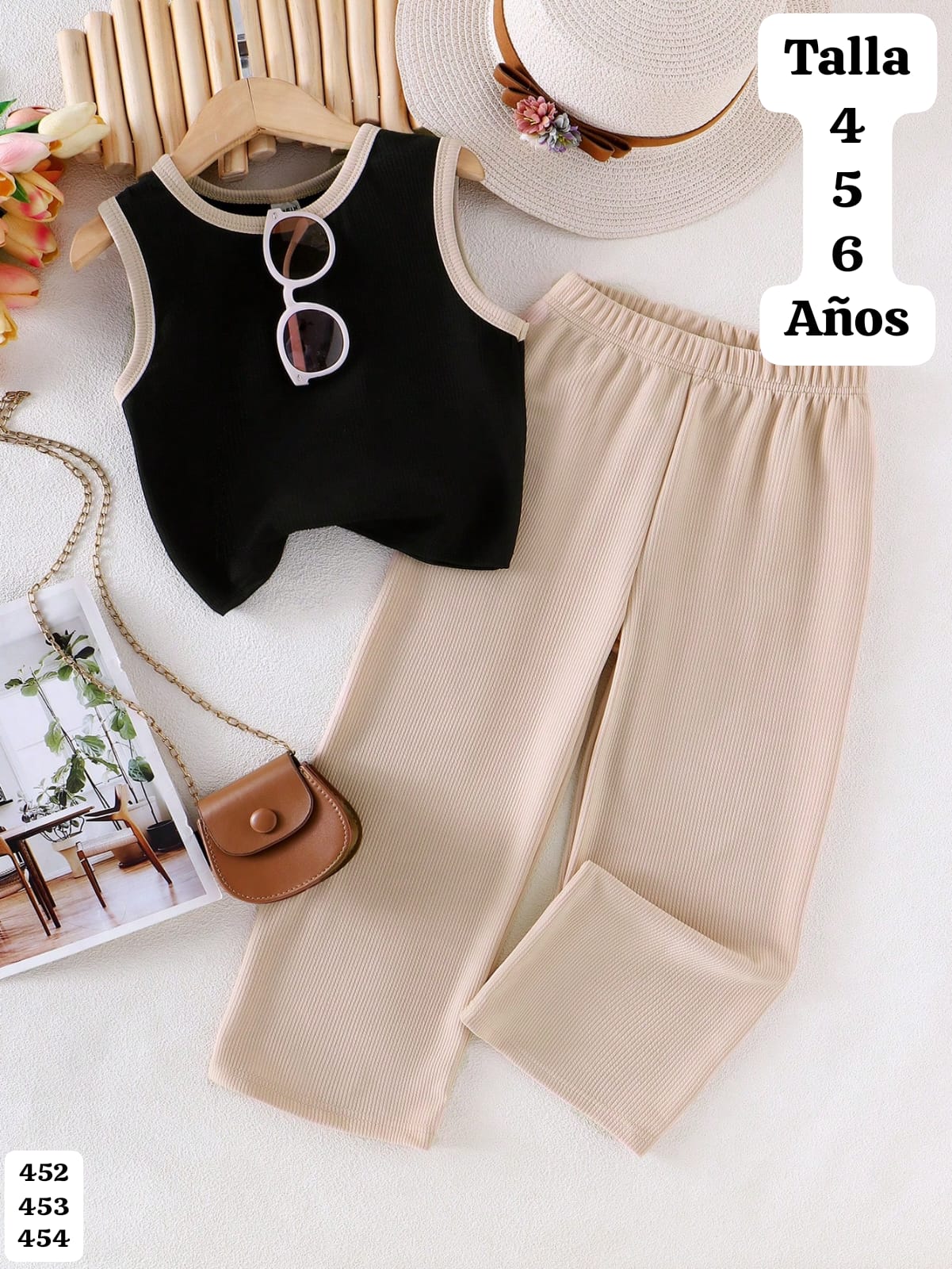 CONJUNTO DE PANTALONETA BEIGE DE NIÑA