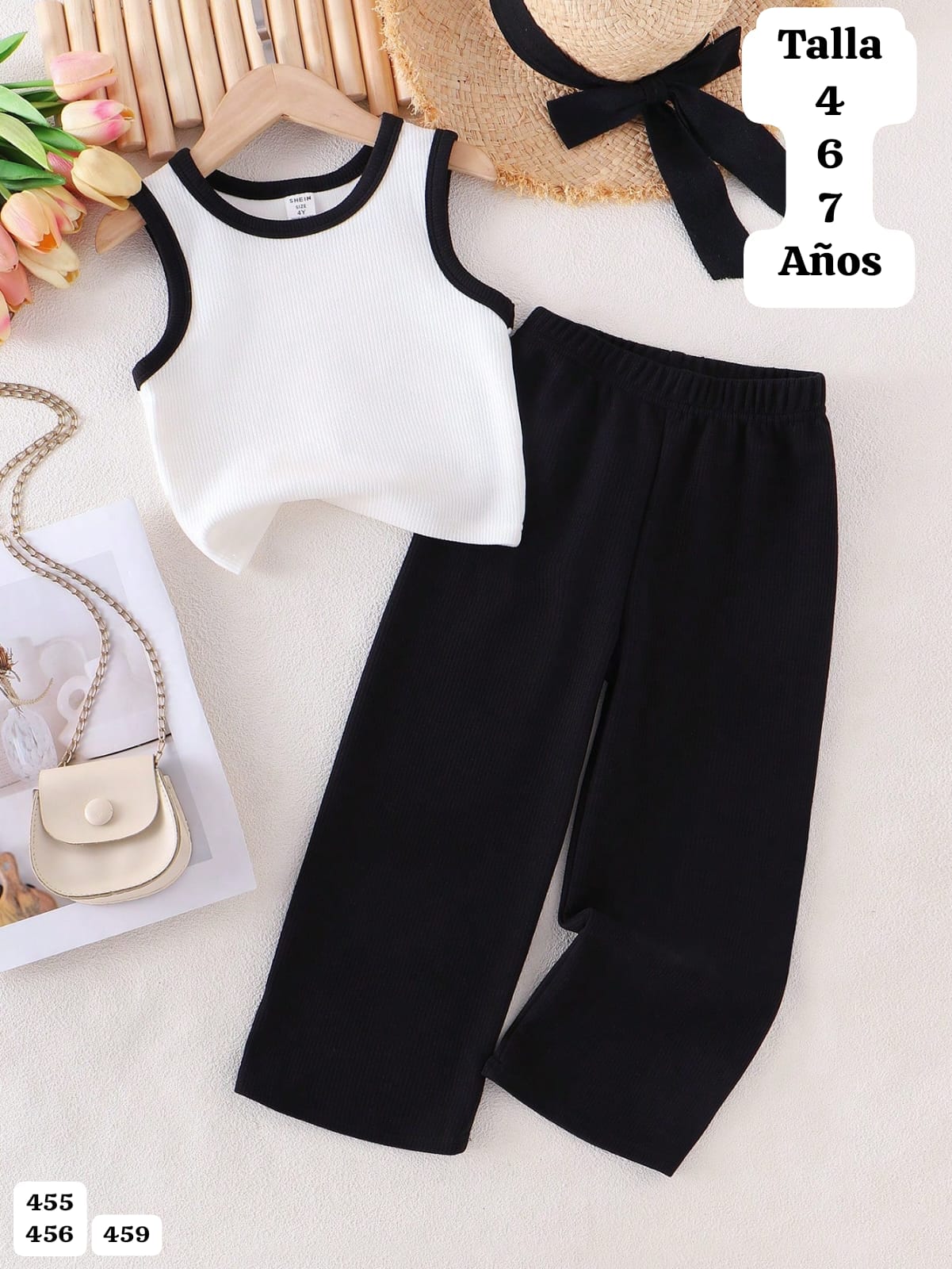CONJUNTO DE PANTALONETA NEGRA DE NIÑA