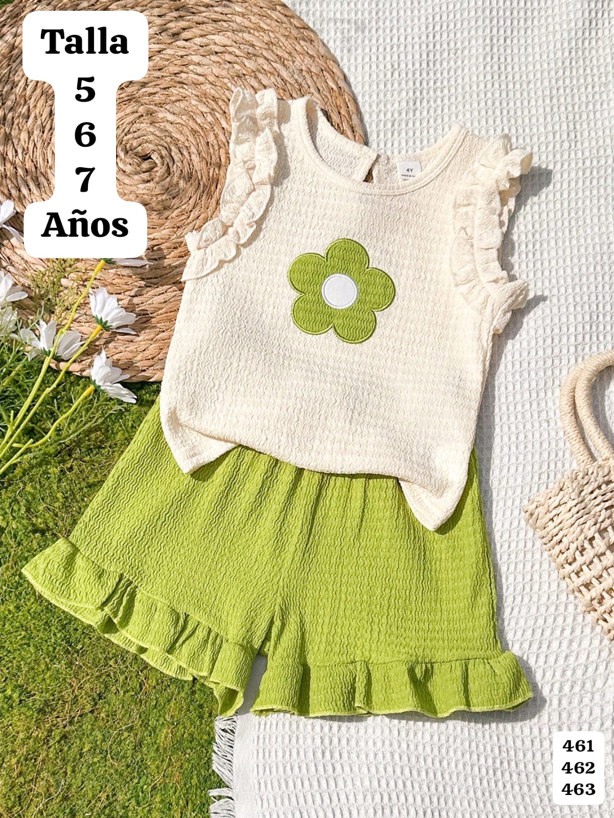 CONJUNTO VERDE CON SHORT DE NIÑA