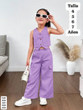 CONJUNTO DE PANTALONETA MORADO DE NIÑA