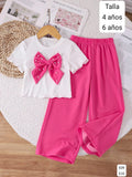 CONJUNTO DE PANTALONETA ROSA FUCSIA DE NIÑA