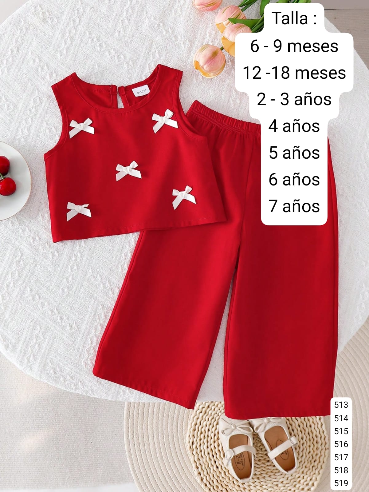 CONJUNTO ROJO DE PANTALONETA DE NIÑA