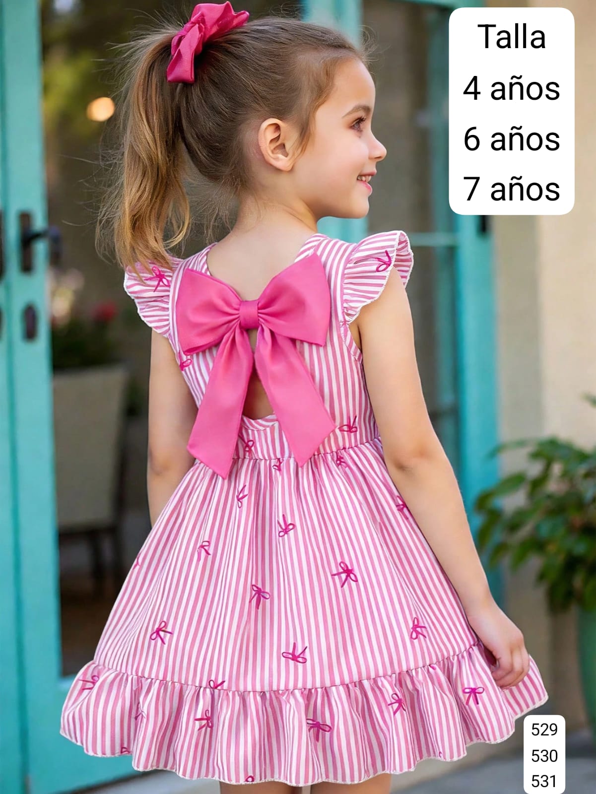 VESTIDO ROSADO CON CHONGO DE NIÑA