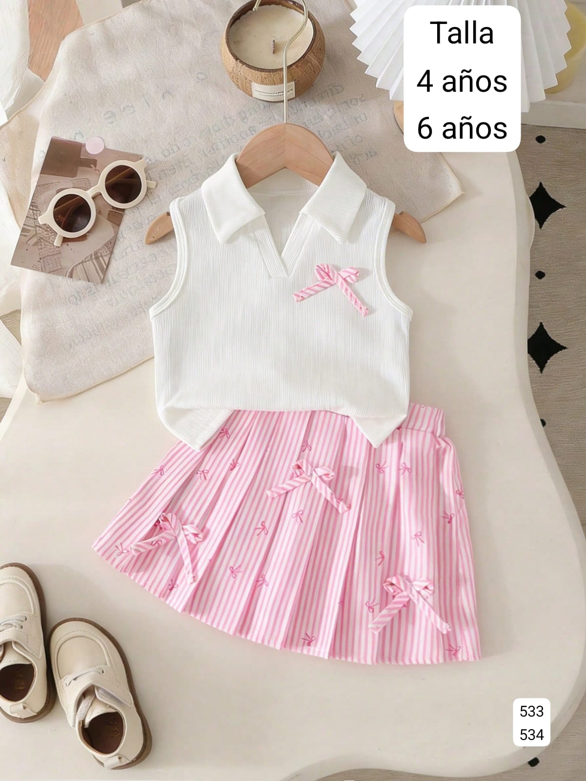 CONJUNTO DE FALDA ROSA DE NIÑA