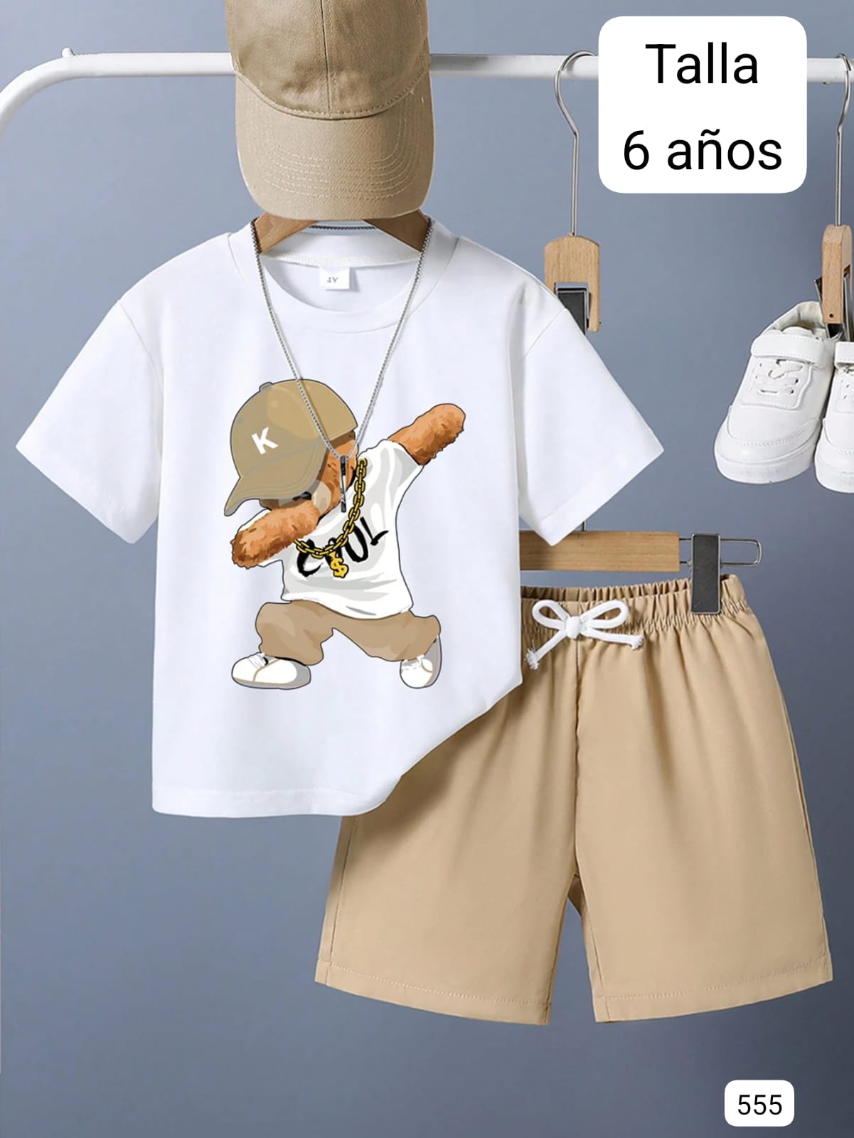 CONJUNTO DE OSO BEIGE DE NIÑO